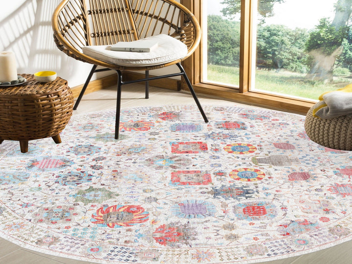 12'2" x 12'2" New Hand Knotted Ivory Wool & Silk Round Oriental Rug - MOA10262274