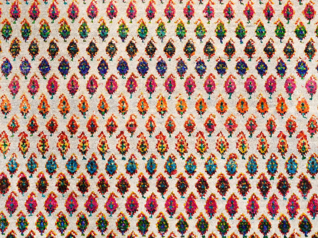 13'10" x 14'0" New Hand Knotted Beige Wool & Sari Silk Square Oriental Rug - MOA10262305