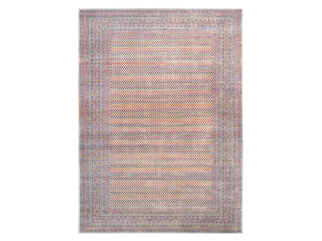 11'7" x 18'0" New Hand Knotted Beige Wool & Sari Silk Rectangle Oriental Rug - MOA10262312