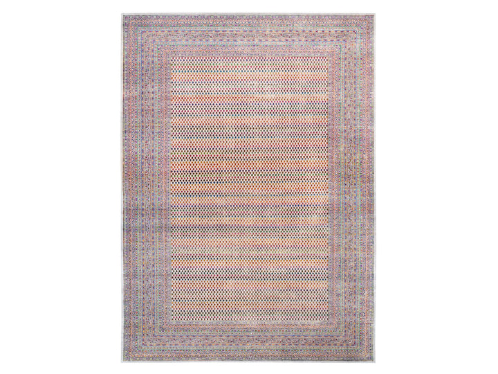 11'7" x 18'0" New Hand Knotted Beige Wool & Sari Silk Rectangle Oriental Rug - MOA10262312