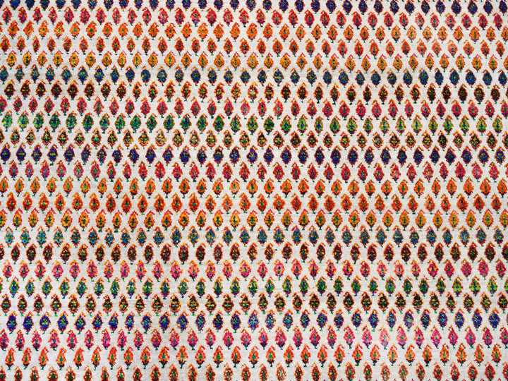 11'7" x 18'0" New Hand Knotted Beige Wool & Sari Silk Rectangle Oriental Rug - MOA10262312