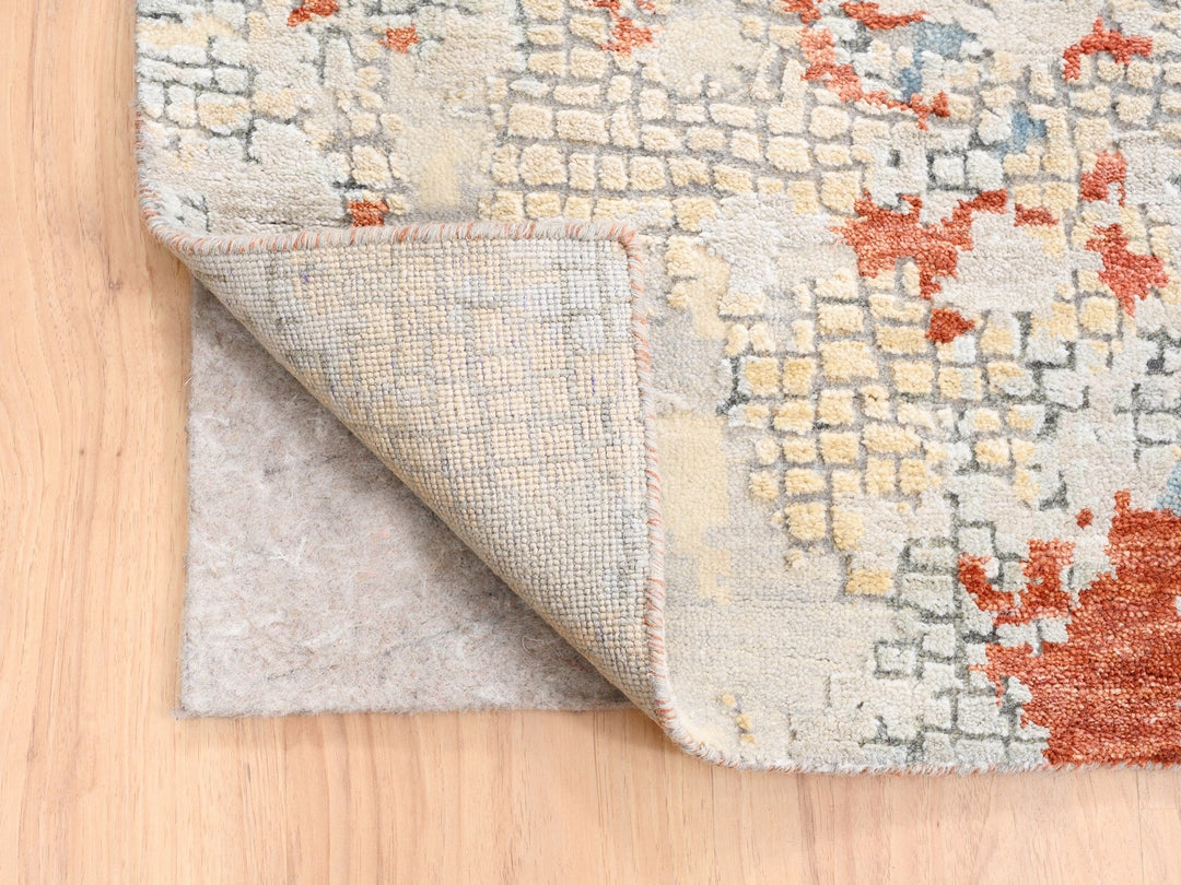 11'8" x 15'0" New Hand Knotted Grey Wool & Silk Rectangle Oriental Rug - MOA10262675