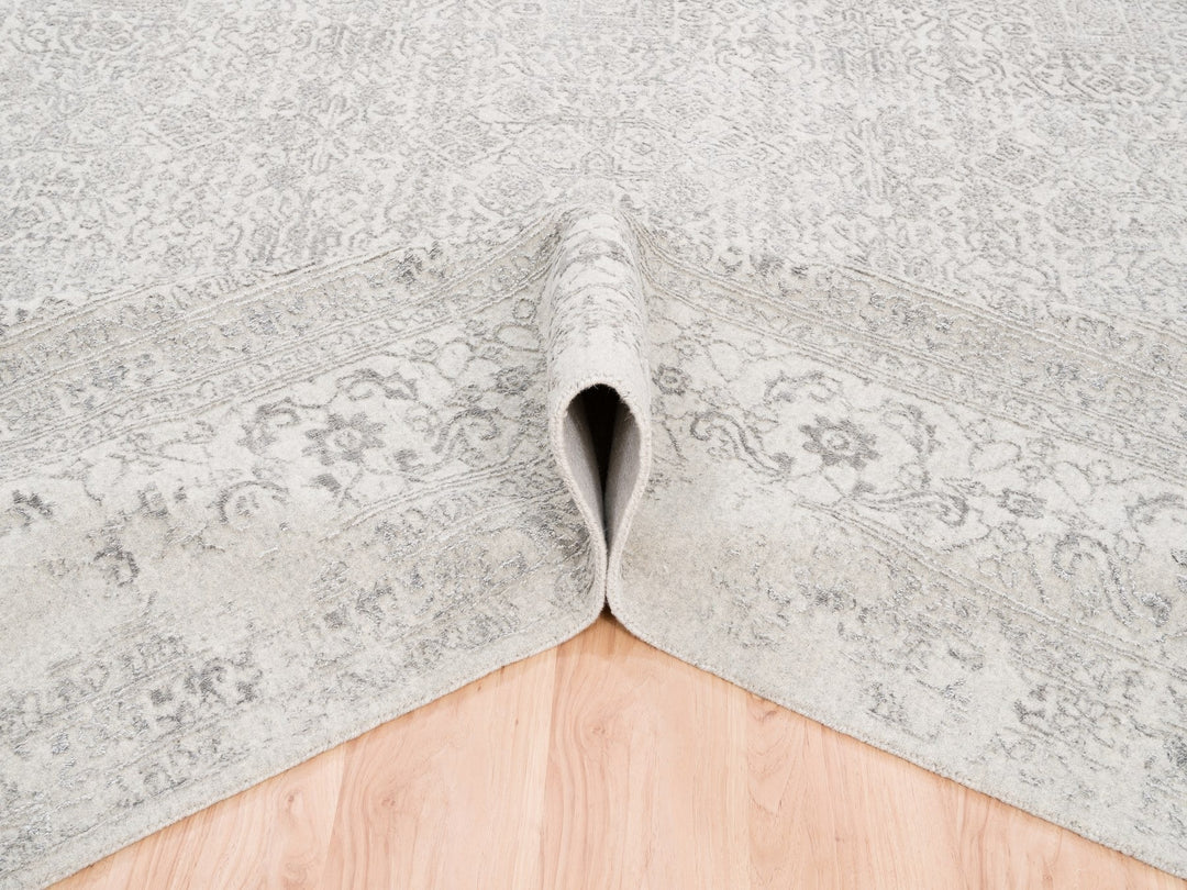 11'10" x 14'9" New Hand Loomed Beige Wool & Art Silk Rectangle Oriental Rug - MOA10262836