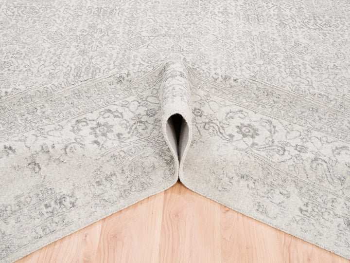 11'10" x 14'9" New Hand Loomed Beige Wool & Art Silk Rectangle Oriental Rug - MOA10262836