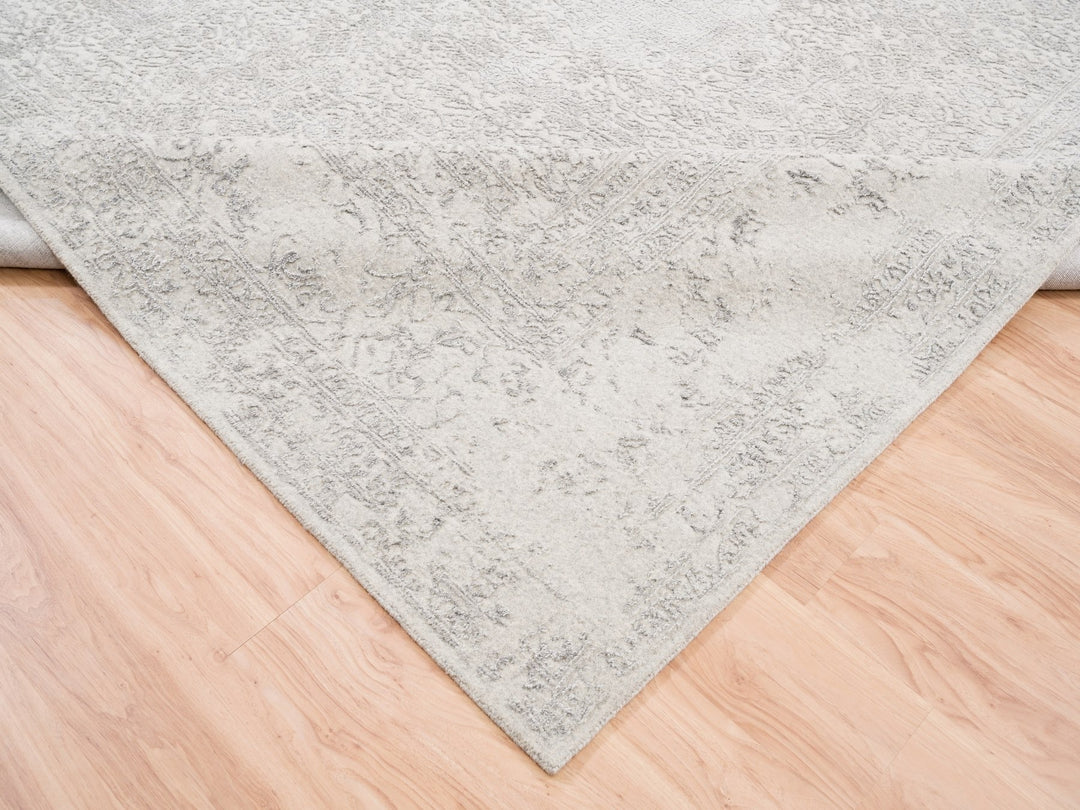 11'10" x 14'9" New Hand Loomed Beige Wool & Art Silk Rectangle Oriental Rug - MOA10262836