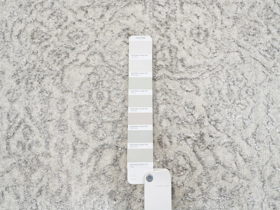 11'10" x 14'9" New Hand Loomed Beige Wool & Art Silk Rectangle Oriental Rug - MOA10262836