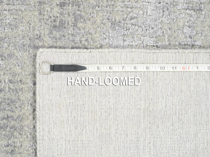 2'7" x 10'0" New Hand Loomed Grey Wool & Art Silk Runner Oriental Rug - MOA10262847
