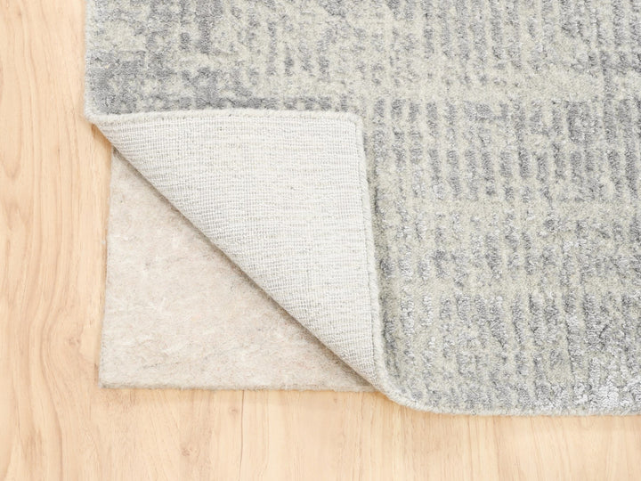 2'6" x 12'1" New Hand Loomed Grey Wool & Art Silk Runner Oriental Rug - MOA10262853