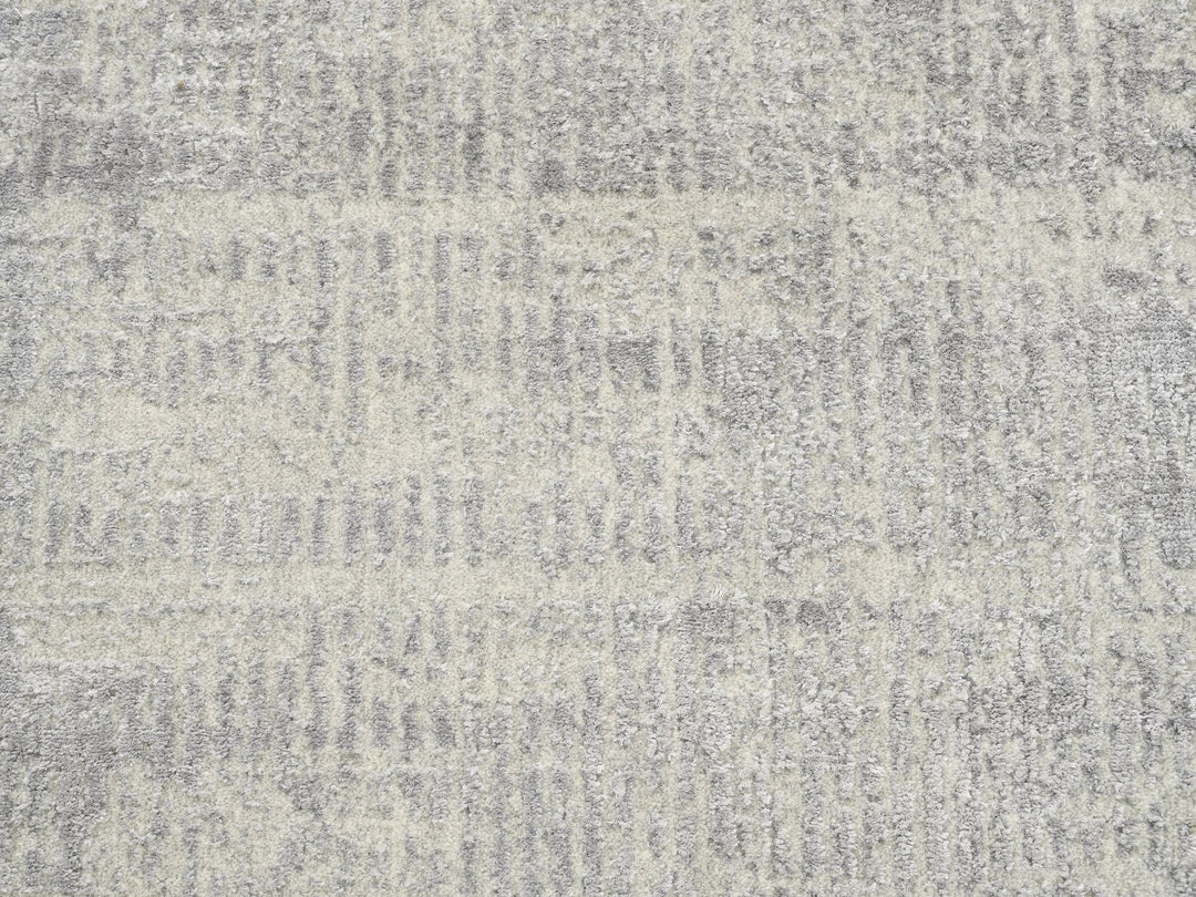 2'6" x 12'1" New Hand Loomed Grey Wool & Art Silk Runner Oriental Rug - MOA10262853