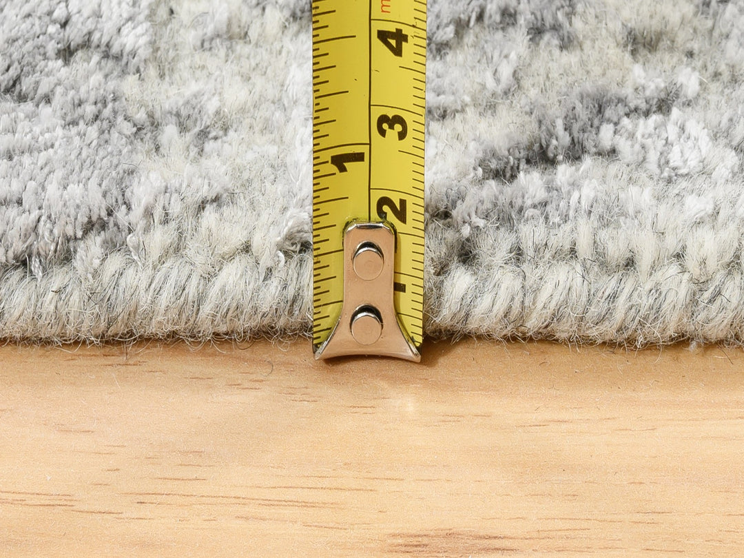 2'6" x 12'1" New Hand Loomed Grey Wool & Art Silk Runner Oriental Rug - MOA10262853