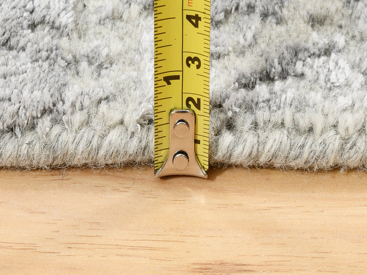 2'6" x 12'1" New Hand Loomed Grey Wool & Art Silk Runner Oriental Rug - MOA10262853