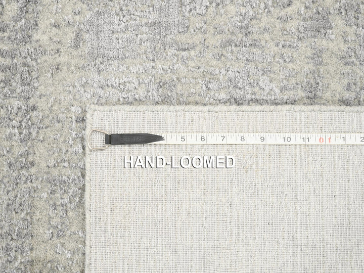 2'6" x 12'1" New Hand Loomed Grey Wool & Art Silk Runner Oriental Rug - MOA10262853