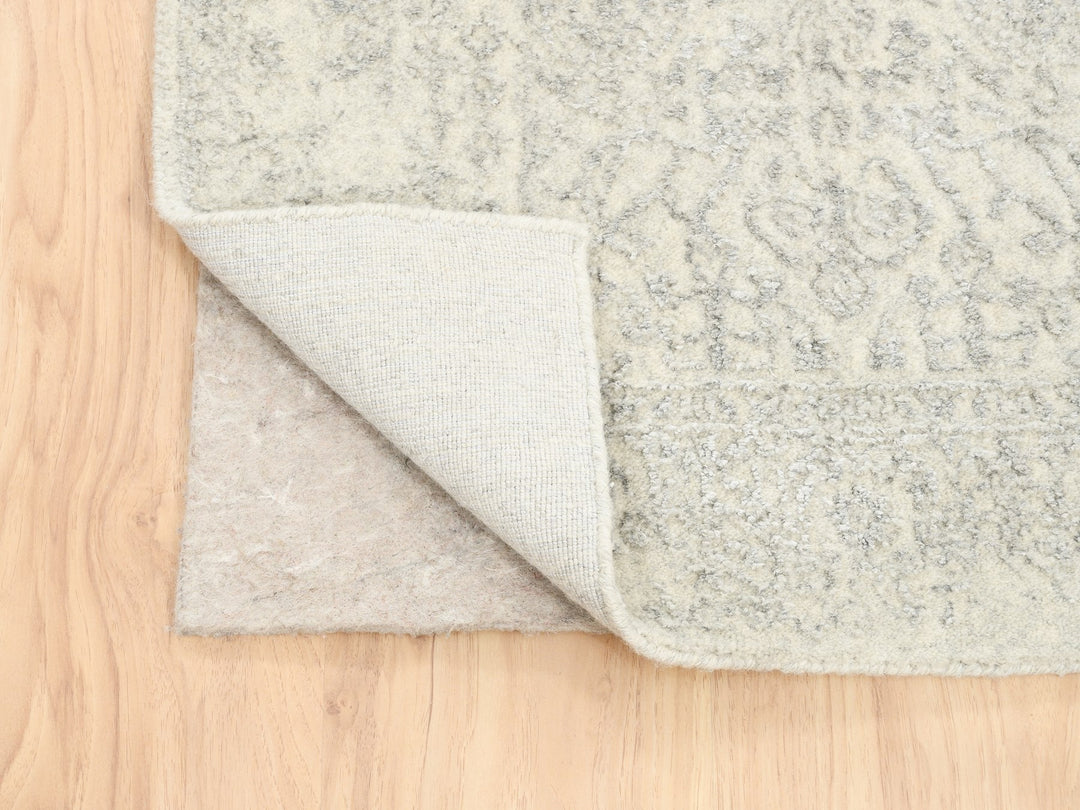 2'6" x 12'0" New Hand Loomed Beige Wool & Art Silk Runner Oriental Rug - MOA10262855