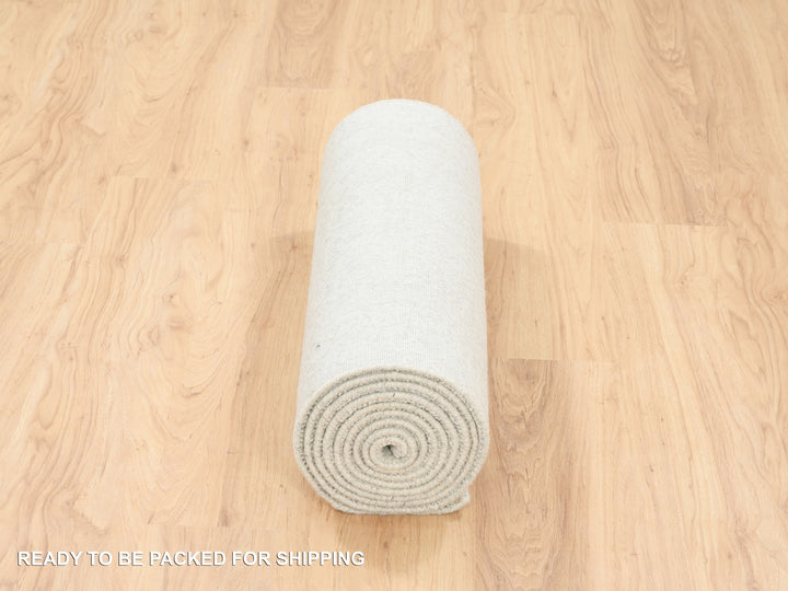 2'6" x 12'0" New Hand Loomed Beige Wool & Art Silk Runner Oriental Rug - MOA10262855