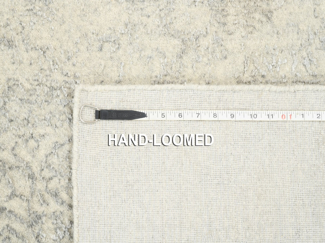 2'6" x 12'0" New Hand Loomed Beige Wool & Art Silk Runner Oriental Rug - MOA10262855