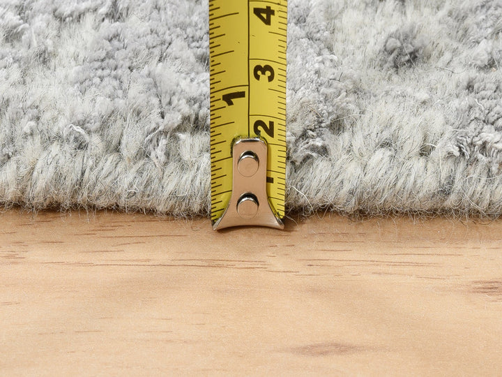 6'0" x 6'0" New Hand Loomed Grey Wool & Silk Round Oriental Rug - MOA10262858