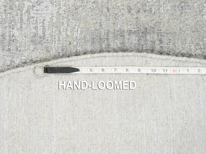 6'0" x 6'0" New Hand Loomed Grey Wool & Silk Round Oriental Rug - MOA10262858