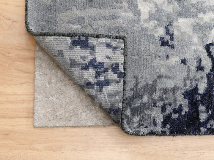 12'0" x 18'1" New Hand Knotted Grey Wool & Silk Rectangle Oriental Rug - MOA10262870