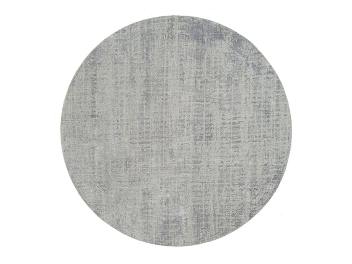 10'0" x 10'0" New Hand Loomed Grey Wool & Silk Round Oriental Rug - MOA10262874