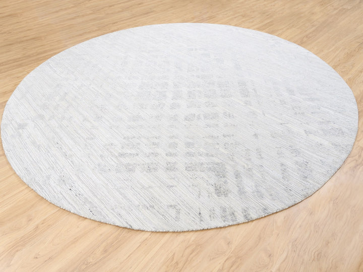 11'10" x 11'10" New Hand Knotted Ivory Wool Round Oriental Rug - MOA10262932