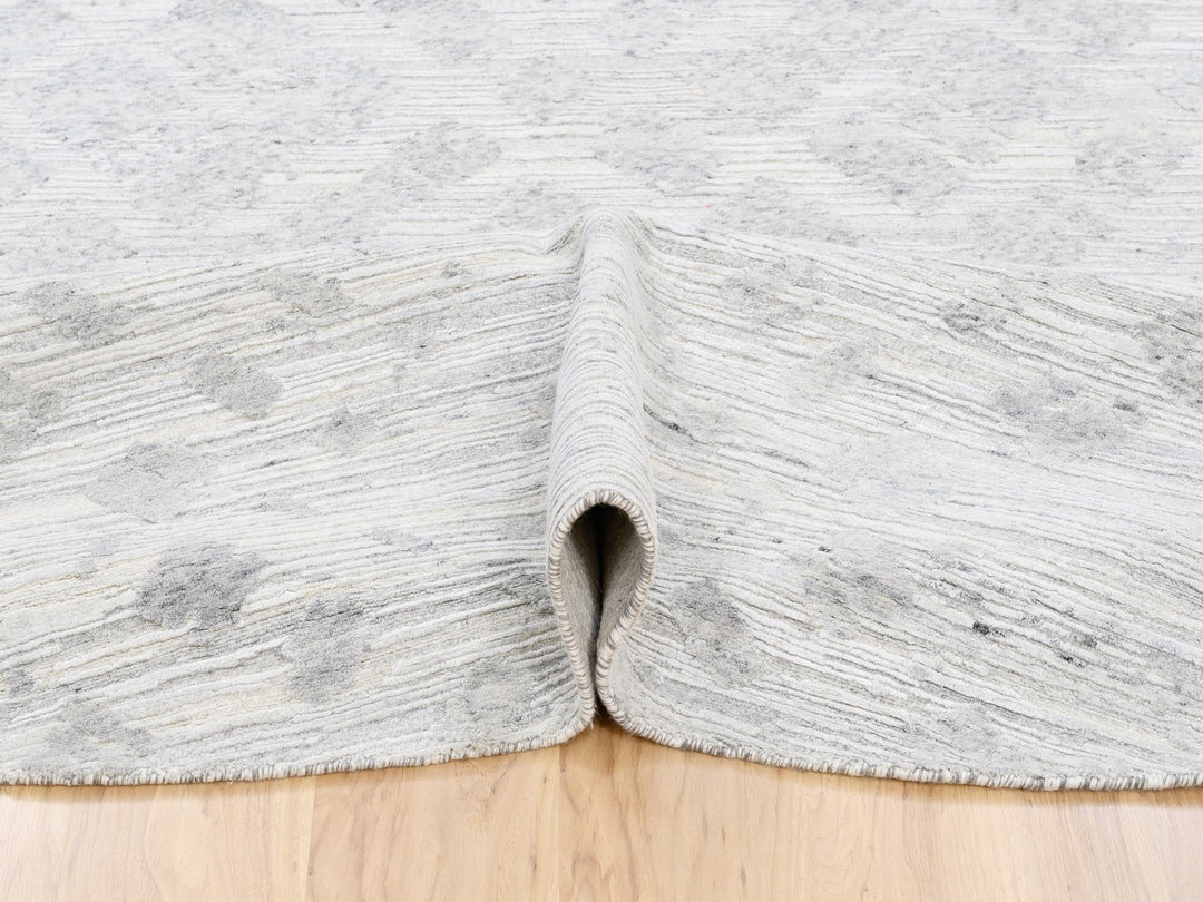 11'10" x 11'10" New Hand Knotted Ivory Wool Round Oriental Rug - MOA10262932