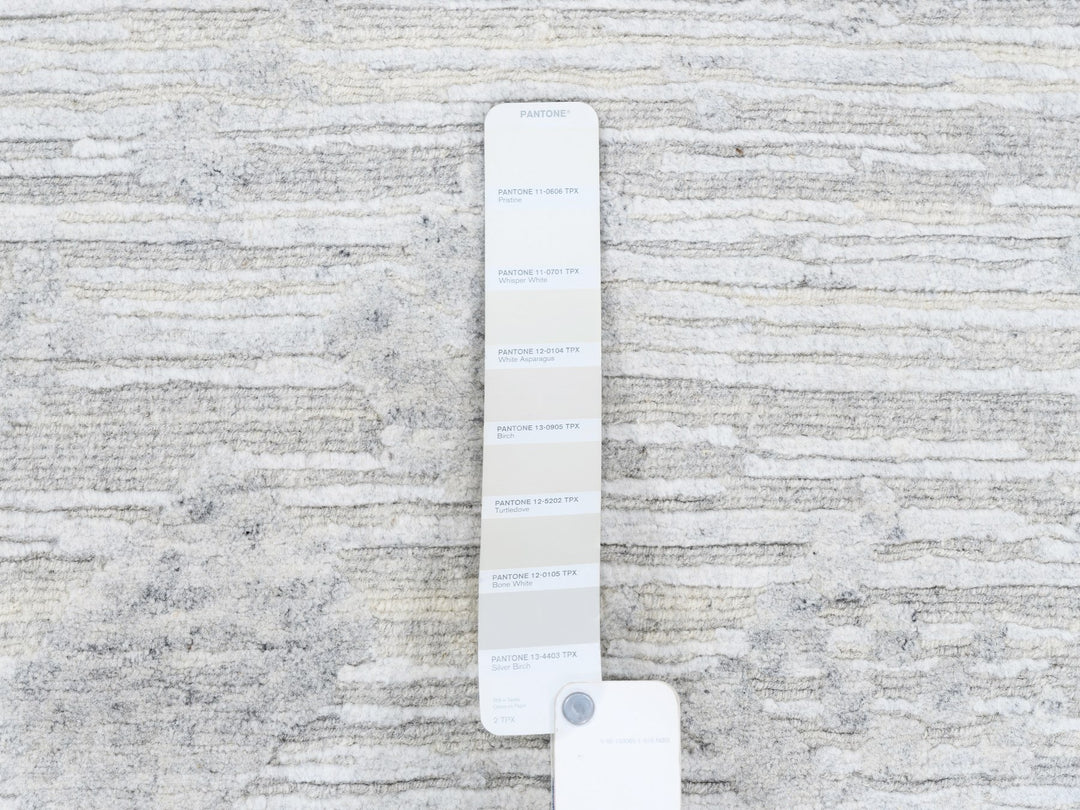 11'10" x 11'10" New Hand Knotted Ivory Wool Round Oriental Rug - MOA10262932