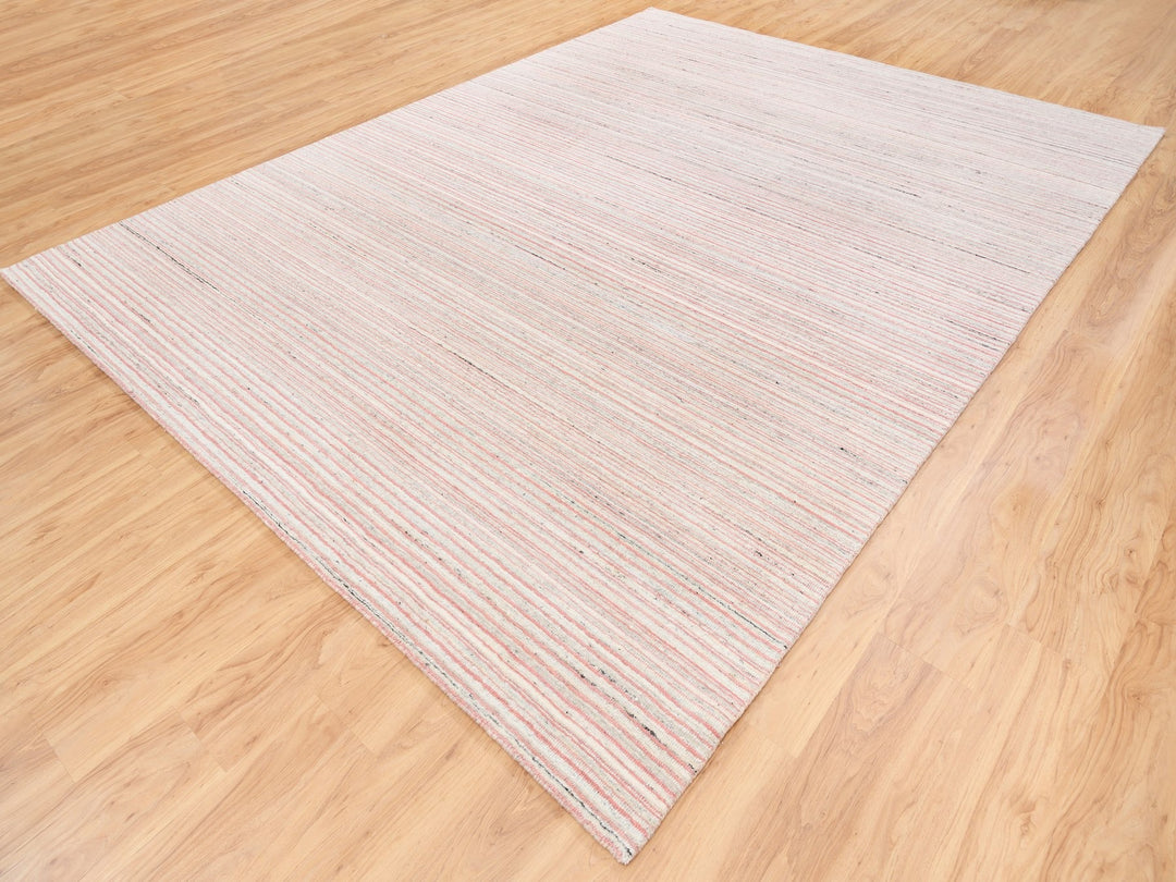 9'0" x 12'0" New Hand Loomed Pink Wool Rectangle Oriental Rug - MOA10263039