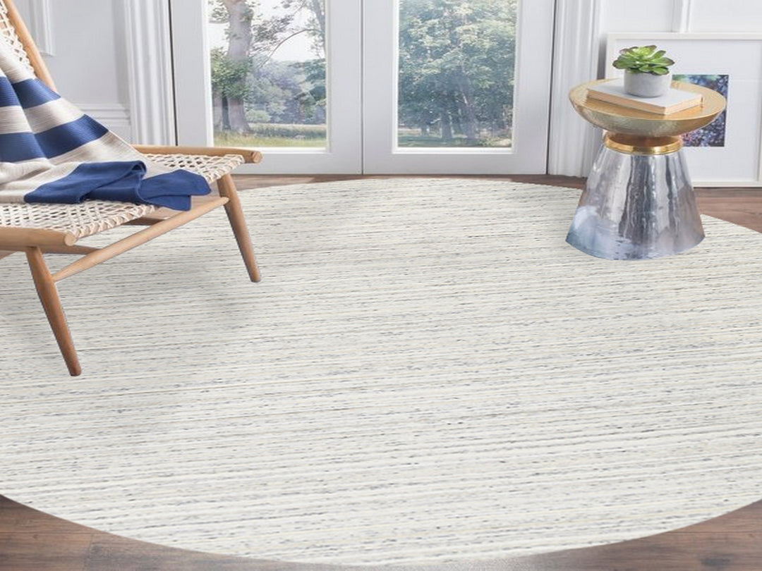 11'10" x 11'9" New Hand Loomed Grey Wool Round Oriental Rug - MOA10263041