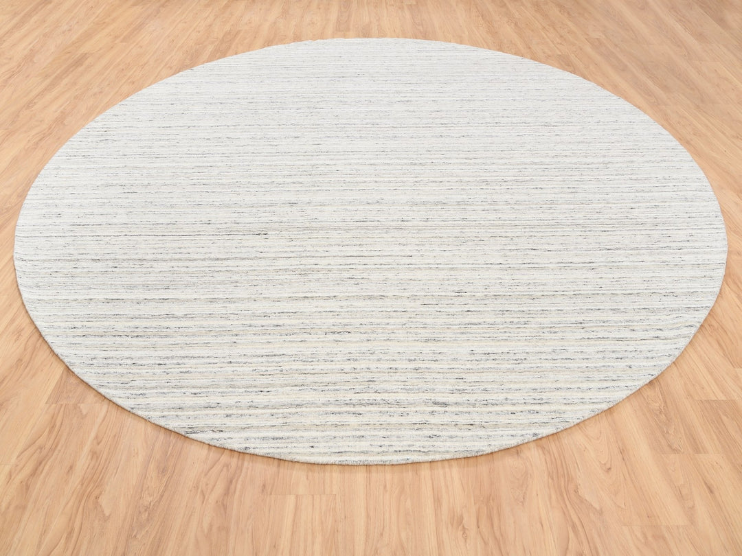11'10" x 11'9" New Hand Loomed Grey Wool Round Oriental Rug - MOA10263041