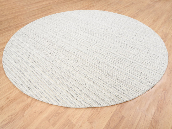 11'10" x 11'9" New Hand Loomed Grey Wool Round Oriental Rug - MOA10263041