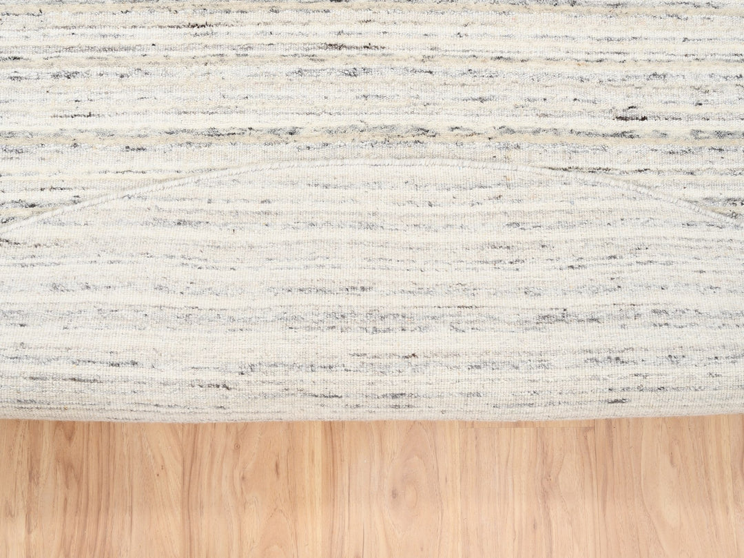 11'10" x 11'9" New Hand Loomed Grey Wool Round Oriental Rug - MOA10263041