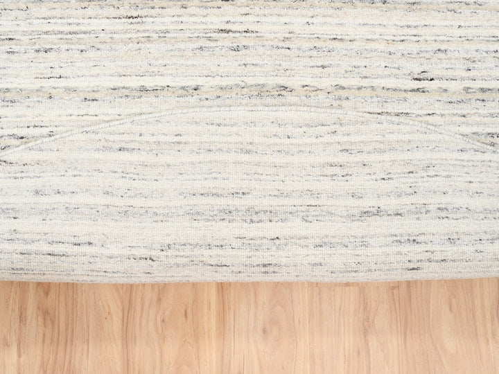 11'10" x 11'9" New Hand Loomed Grey Wool Round Oriental Rug - MOA10263041