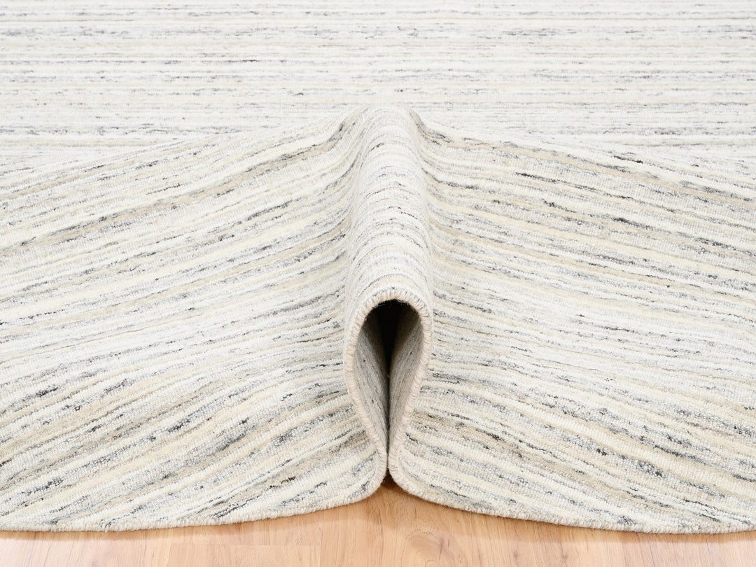 11'10" x 11'9" New Hand Loomed Grey Wool Round Oriental Rug - MOA10263041