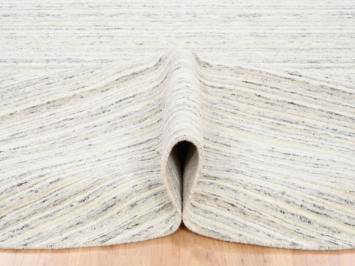 11'10" x 11'9" New Hand Loomed Grey Wool Round Oriental Rug - MOA10263041