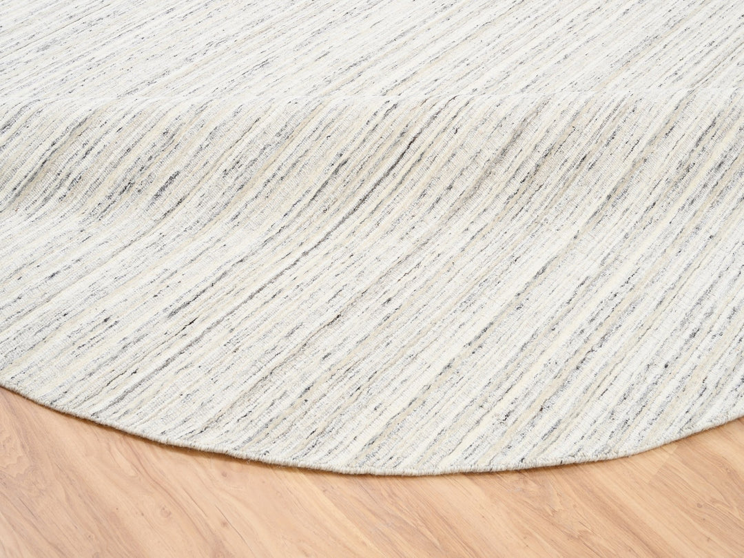 11'10" x 11'9" New Hand Loomed Grey Wool Round Oriental Rug - MOA10263041