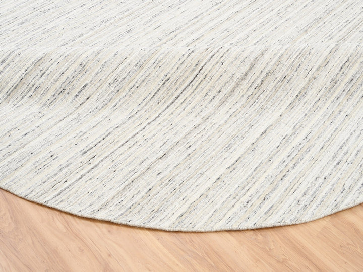 11'10" x 11'9" New Hand Loomed Grey Wool Round Oriental Rug - MOA10263041