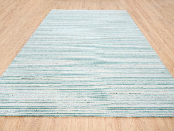 9'1" x 12'0" New Hand Loomed Green Wool Rectangle Oriental Rug - MOA10263043