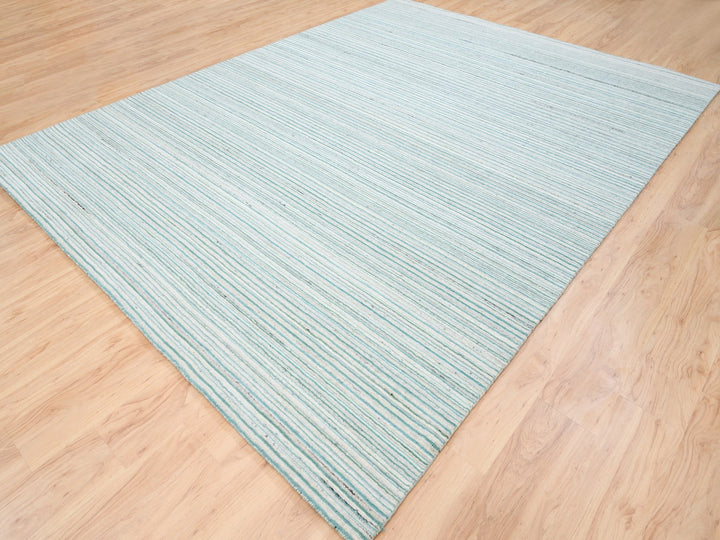 9'1" x 12'0" New Hand Loomed Green Wool Rectangle Oriental Rug - MOA10263043