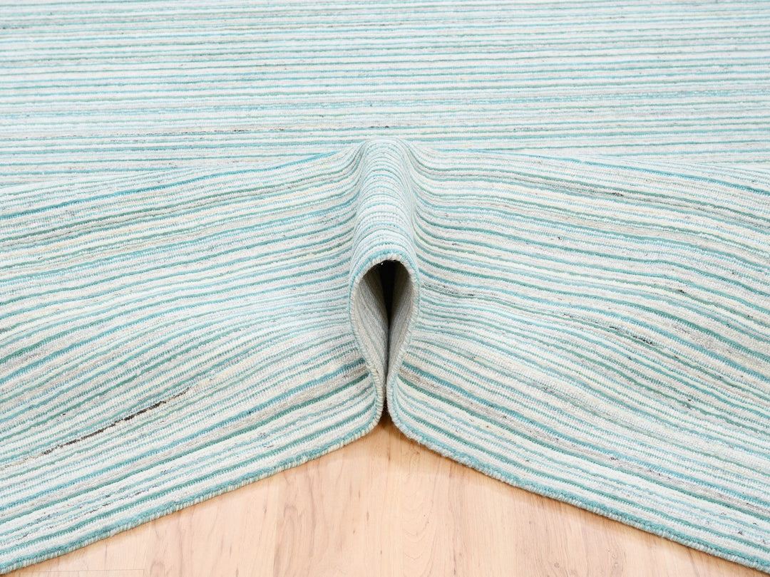 9'1" x 12'0" New Hand Loomed Green Wool Rectangle Oriental Rug - MOA10263043