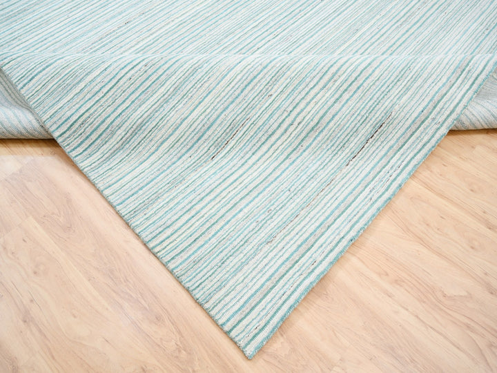 9'1" x 12'0" New Hand Loomed Green Wool Rectangle Oriental Rug - MOA10263043