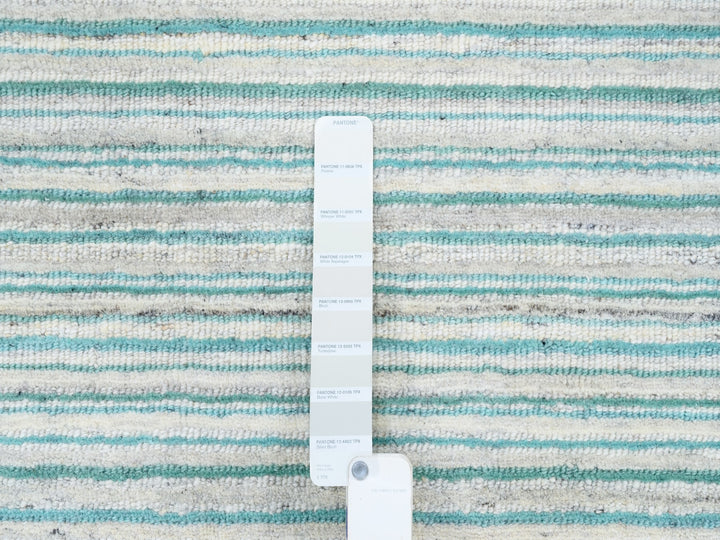 9'1" x 12'0" New Hand Loomed Green Wool Rectangle Oriental Rug - MOA10263043