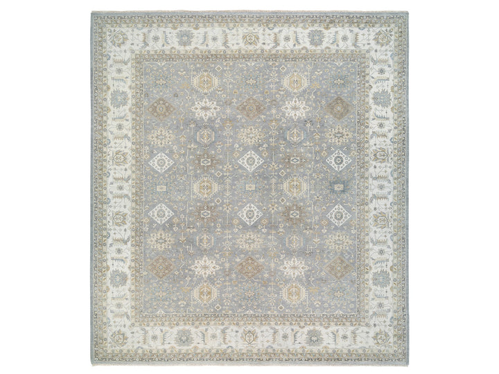 14'0" x 16'0" New Hand Knotted Grey Wool Square Oriental Rug - MOA10263068