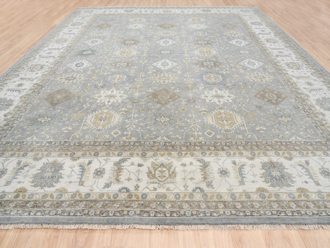 14'0" x 16'0" New Hand Knotted Grey Wool Square Oriental Rug - MOA10263068