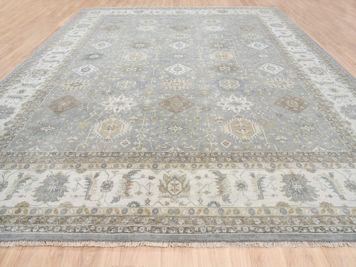 14'0" x 16'0" New Hand Knotted Grey Wool Square Oriental Rug - MOA10263068
