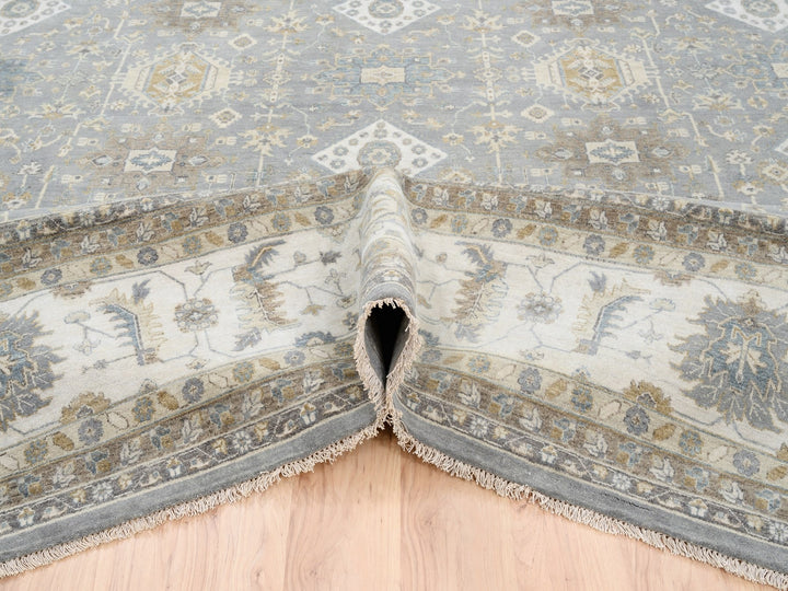 14'0" x 16'0" New Hand Knotted Grey Wool Square Oriental Rug - MOA10263068
