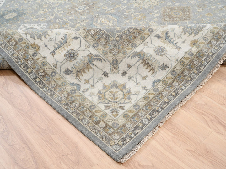 14'0" x 16'0" New Hand Knotted Grey Wool Square Oriental Rug - MOA10263068