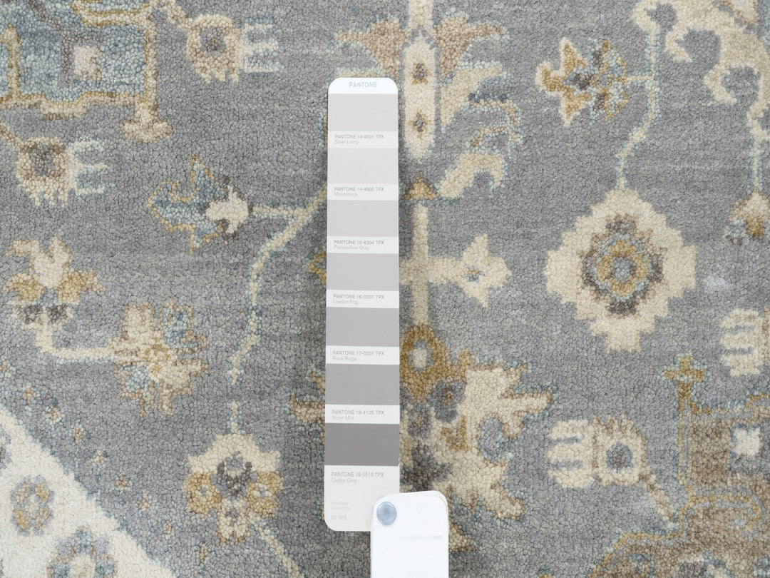 14'0" x 16'0" New Hand Knotted Grey Wool Square Oriental Rug - MOA10263068