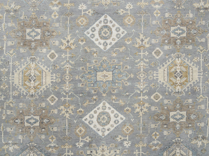 14'0" x 16'0" New Hand Knotted Grey Wool Square Oriental Rug - MOA10263068