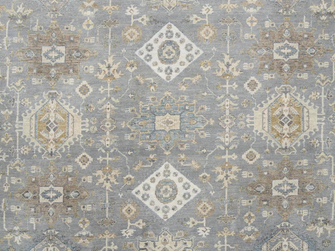 14'0" x 16'0" New Hand Knotted Grey Wool Square Oriental Rug - MOA10263068