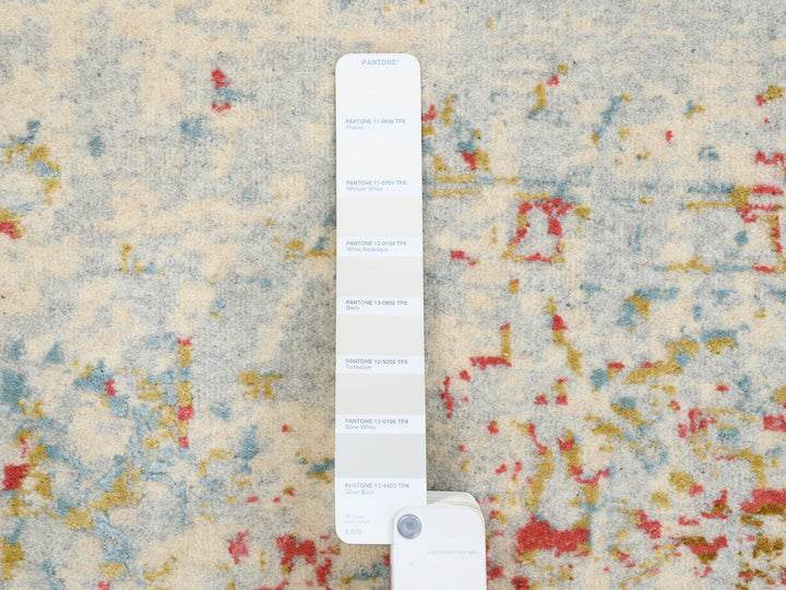 10'1" x 10'0" New Hand Knotted Ivory Wool & Silk Square Oriental Rug - MOA10263253